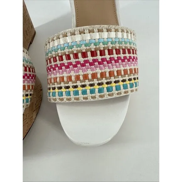 Veronica Beard Women's Size 10 White Dali Woven Wedge Sandals Shoes