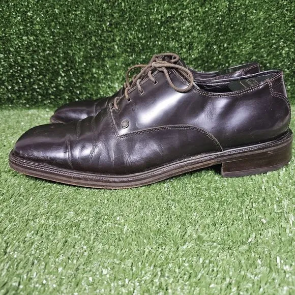 Versace V2 Classic Brown Square Toe‎ Oxford Plain Toe Mens Dress Shoes Size 9.5