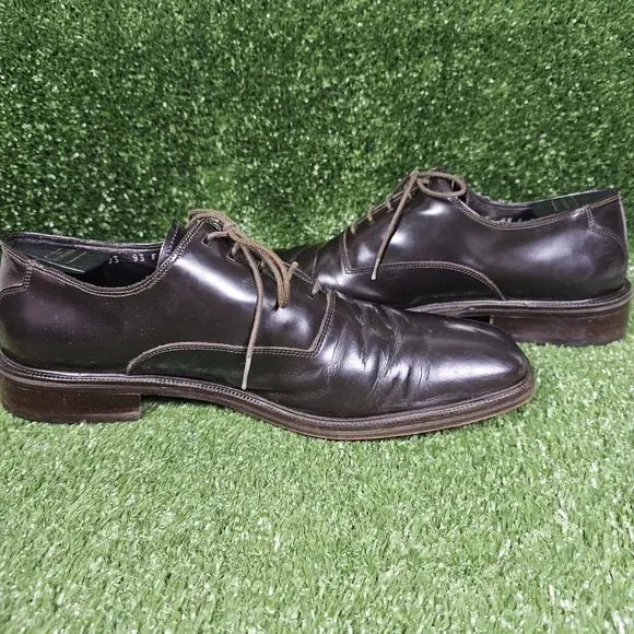 Versace V2 Classic Brown Square Toe‎ Oxford Plain Toe Mens Dress Shoes Size 9.5