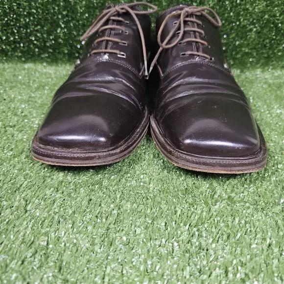 Versace V2 Classic Brown Square Toe‎ Oxford Plain Toe Mens Dress Shoes Size 9.5