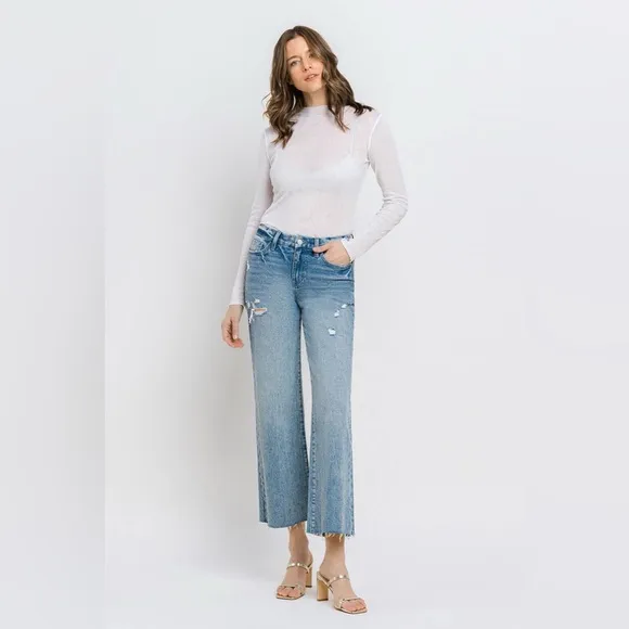Vervet by Flying Monkey Mid Rise Crop Wide Leg Jeans