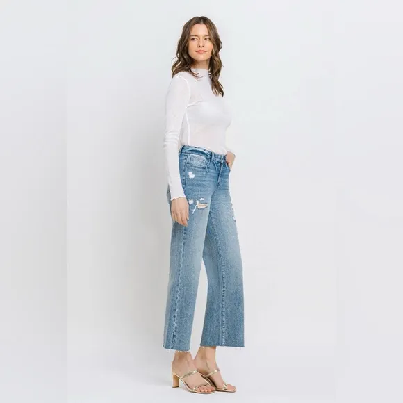 Vervet by Flying Monkey Mid Rise Crop Wide Leg Jeans