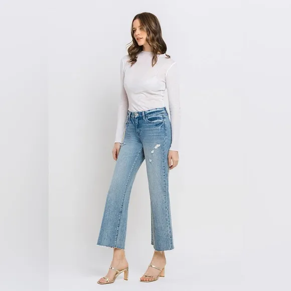 Vervet by Flying Monkey Mid Rise Crop Wide Leg Jeans