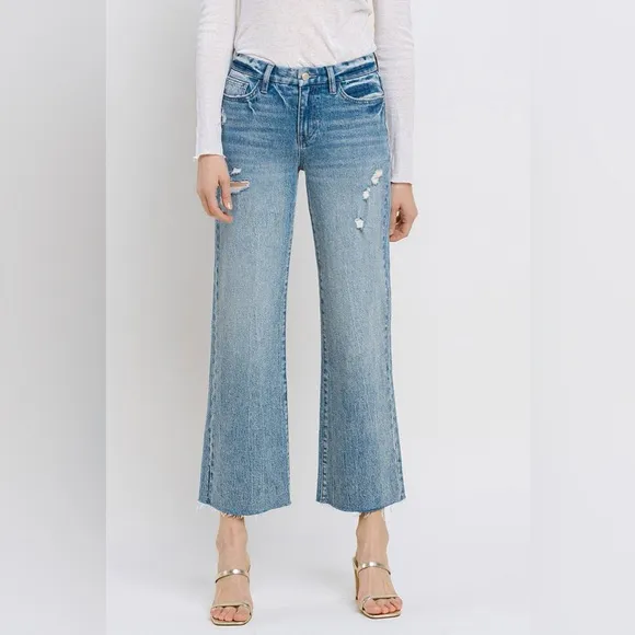 Vervet by Flying Monkey Mid Rise Crop Wide Leg Jeans