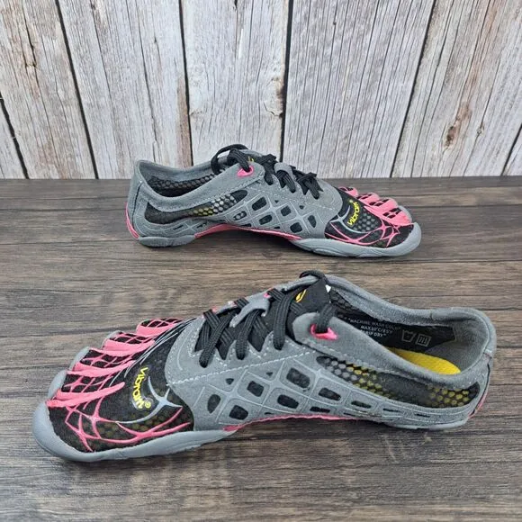 Vibram Fivefingers Seeya Toe Shoes Women's Sz 6.5-7 EU36 Black Gray Rose (NWOB)