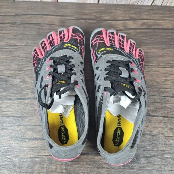 Vibram Fivefingers Seeya Toe Shoes Women's Sz 6.5-7 EU36 Black Gray Rose (NWOB)