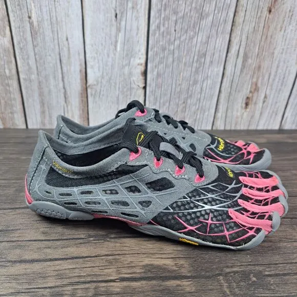 Vibram Fivefingers Seeya Toe Shoes Women's Sz 6.5-7 EU36 Black Gray Rose (NWOB)