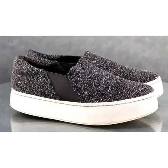 Vince $180 Women's Platform Slip Ons Sneakers Shoes Size 7 Gray Black