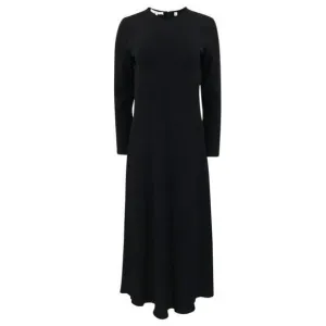 VINCE black matte crepe classic modern Bias High V-neck midi dress