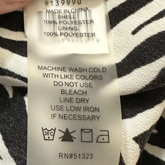 Vince Camuto Asymmetrical Wrap Midi Dress Zebra Print Sz XXL Black White NEW