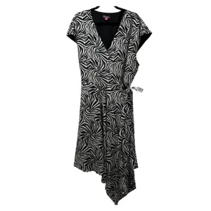 Vince Camuto Asymmetrical Wrap Midi Dress Zebra Print Sz XXL Black White NEW