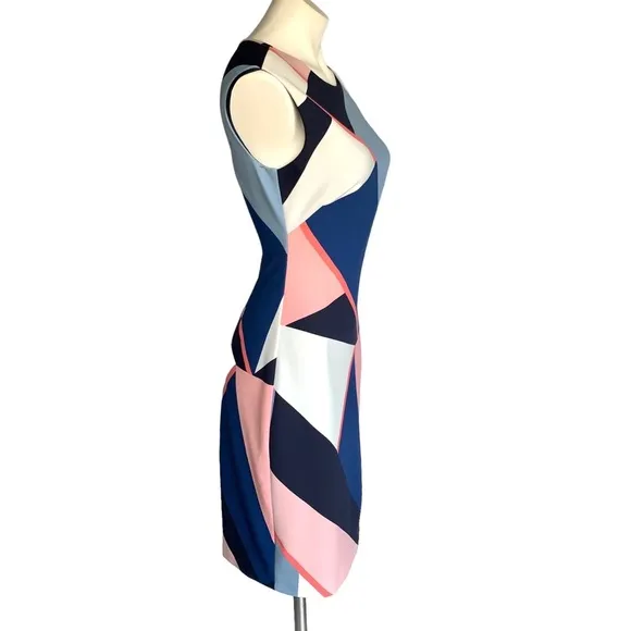 Vince Camuto Geometric Colorblock Elegant Modern Shift Dress