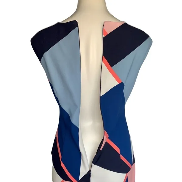 Vince Camuto Geometric Colorblock Elegant Modern Shift Dress