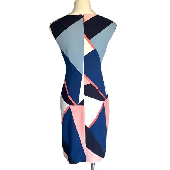 Vince Camuto Geometric Colorblock Elegant Modern Shift Dress