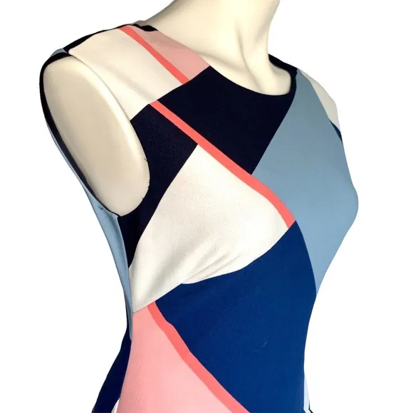Vince Camuto Geometric Colorblock Elegant Modern Shift Dress