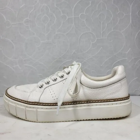 Vince Camuto Rezelli Platform Sneakers Womens 7.5 White Leather Lace-Up Shoes