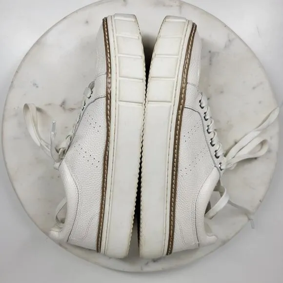 Vince Camuto Rezelli Platform Sneakers Womens 7.5 White Leather Lace-Up Shoes