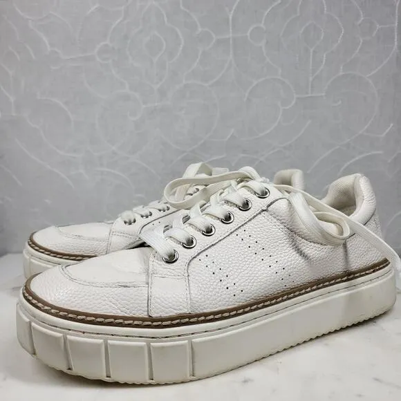 Vince Camuto Rezelli Platform Sneakers Womens 7.5 White Leather Lace-Up Shoes