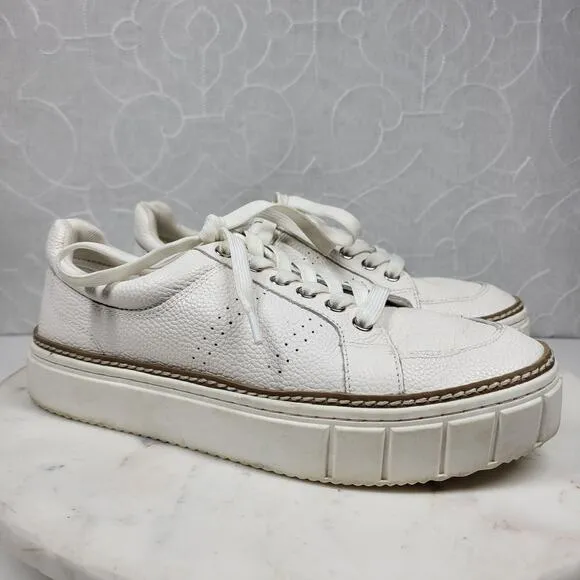 Vince Camuto Rezelli Platform Sneakers Womens 7.5 White Leather Lace-Up Shoes