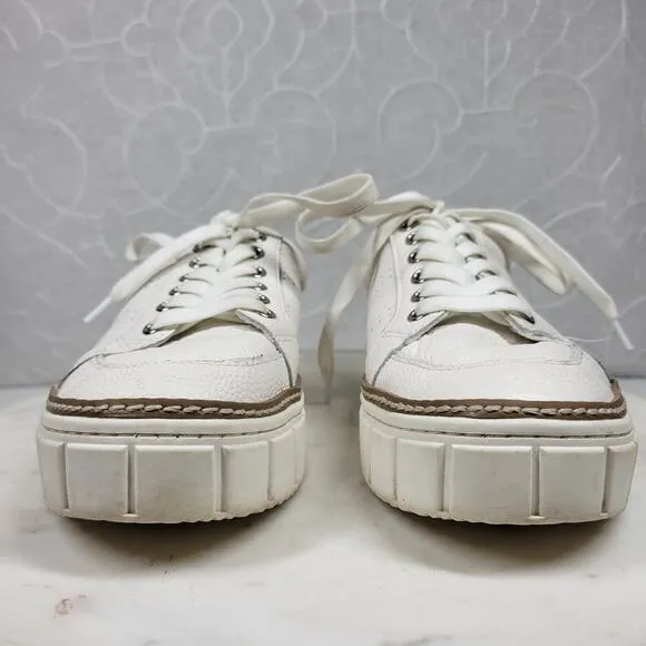 Vince Camuto Rezelli Platform Sneakers Womens 7.5 White Leather Lace-Up Shoes
