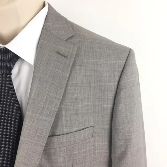 Vince Camuto Windowpane Plaid Classic Wool Blazer