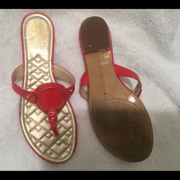 Vince Camuto Sandals Thongs Women's Shoes Red Gold