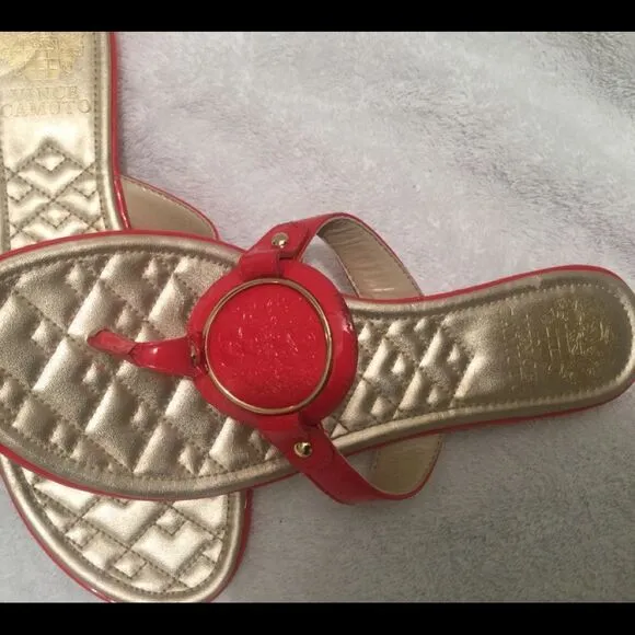 Vince Camuto Sandals Thongs Women's Shoes Red Gold