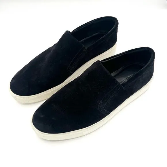 Vince men’s Suede slip on sneakers black loafers classic minimalist size 9.5