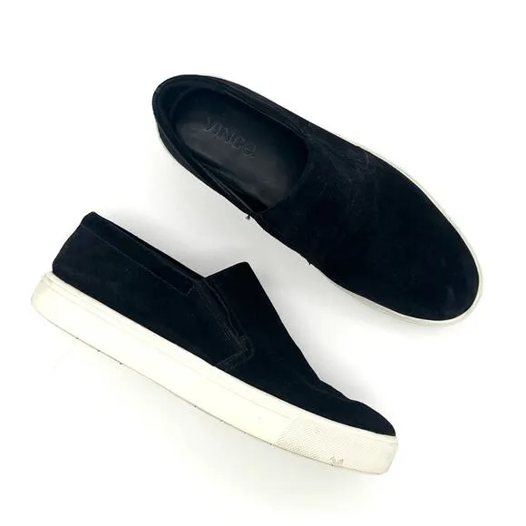 Vince men’s Suede slip on sneakers black loafers classic minimalist size 9.5