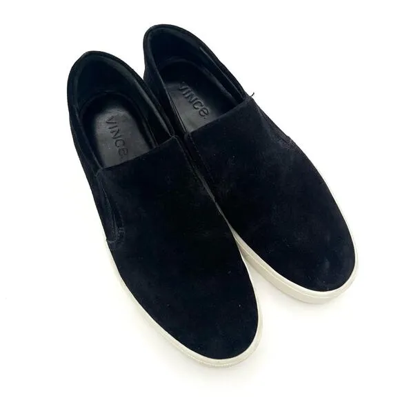 Vince men’s Suede slip on sneakers black loafers classic minimalist size 9.5