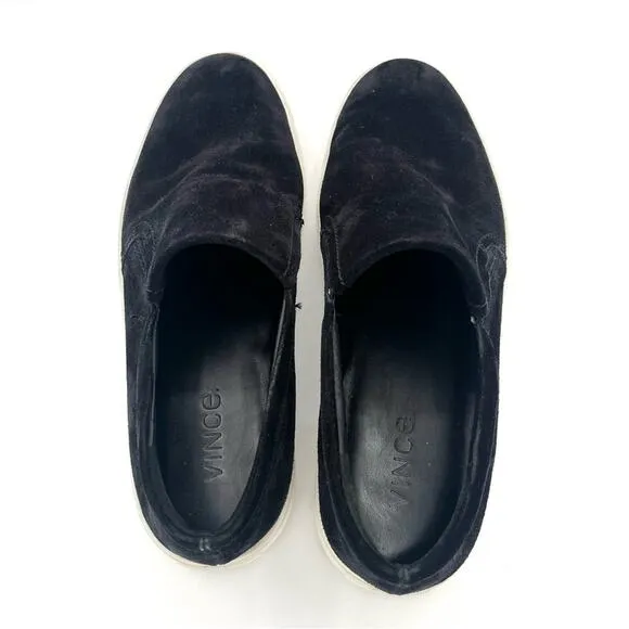 Vince men’s Suede slip on sneakers black loafers classic minimalist size 9.5