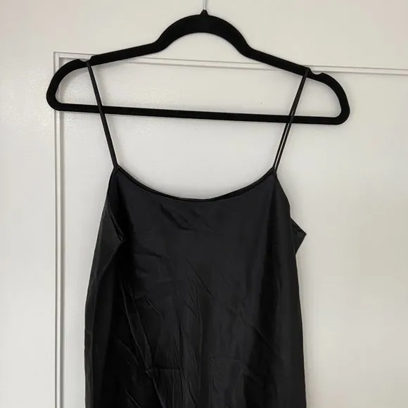 Vince Slip Satin Mini Dress in Black Medium Spaghetti Strap