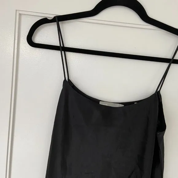 Vince Slip Satin Mini Dress in Black Medium Spaghetti Strap