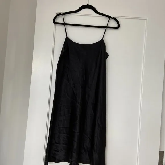 Vince Slip Satin Mini Dress in Black Medium Spaghetti Strap