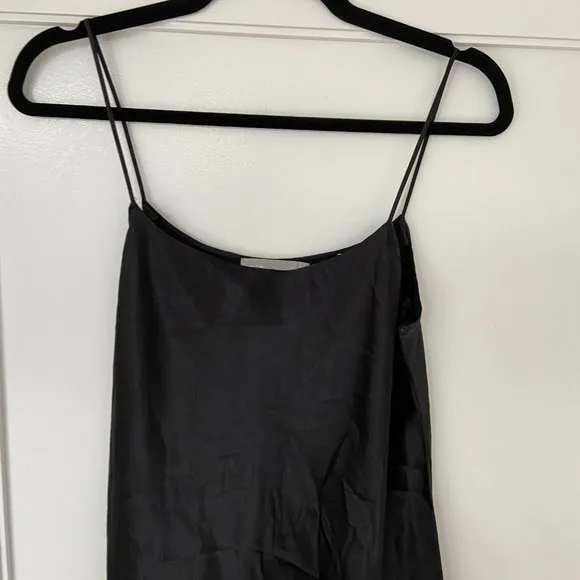 Vince Slip Satin Mini Dress in Black Medium Spaghetti Strap