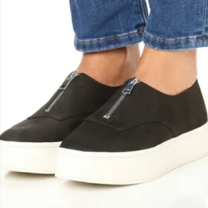 Vince Warner Nubuck Leather Platform Zip Casual‎ Sneakers Shoes 7.5