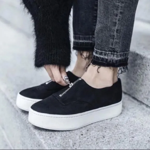 Vince Warner Nubuck Leather Platform Zip Casual‎ Sneakers Shoes 7.5