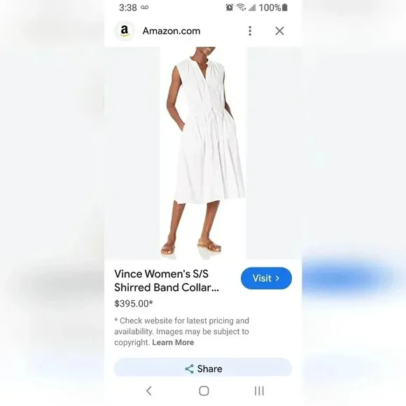 Vince White Cotton Dress New