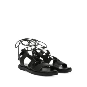 VINCE. Womens Black Rockwell Square Toe Platform Leather Sandals Shoes 8 M