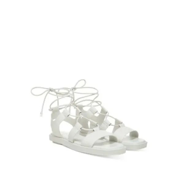 VINCE. Womens White Rockwell Square Toe Platform Leather Sandals Shoes 5 M