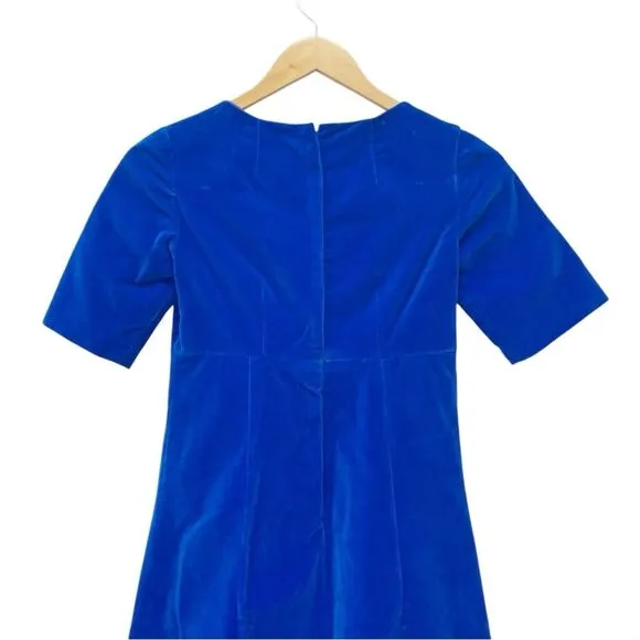 Vintage 1960s Handmade Royal Blue Velvet Dress Modern Size 0 Long Evening Gown