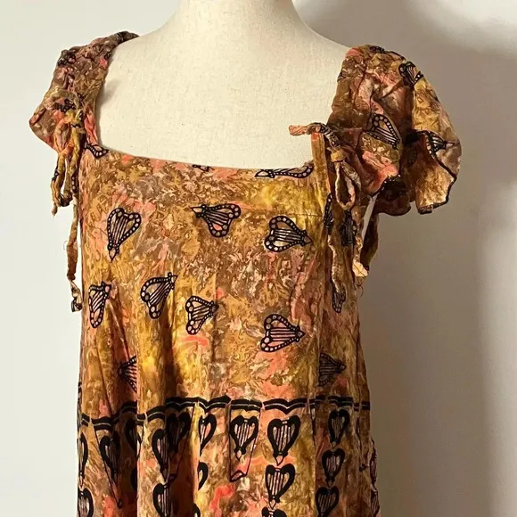 Vintage 70s Batik Sun Dress Lady Cactus M/L