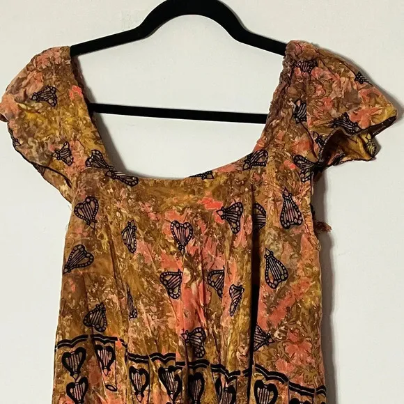 Vintage 70s Batik Sun Dress Lady Cactus M/L