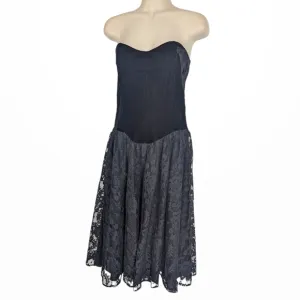 VINTAGE Chenelli Paris Strapless Velvet Lace Fit &amp; Flare Dress Sz 11
