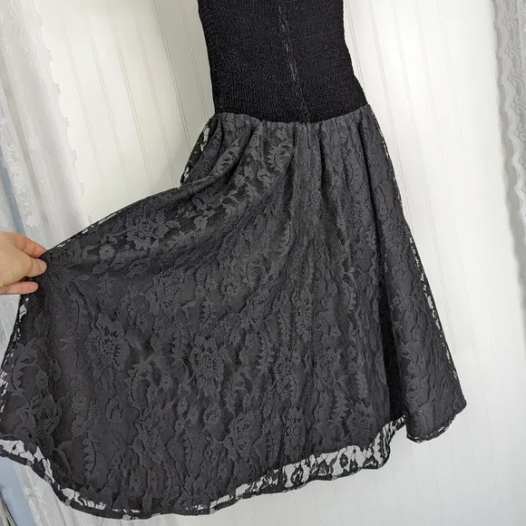 VINTAGE Chenelli Paris Strapless Velvet Lace Fit &amp; Flare Dress Sz 11