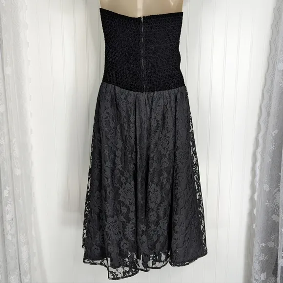 VINTAGE Chenelli Paris Strapless Velvet Lace Fit &amp; Flare Dress Sz 11