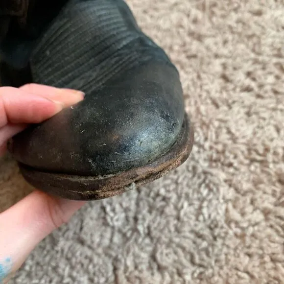 Vintage Dan Post Black Grey Leather Western Boots Cowboy Horse 10 Work