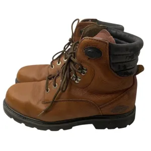 Vintage Dickies Men Brown Leather Work Boots Steel Toe Lace Up Oil Resistant 11W