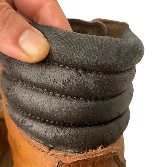 Vintage Dickies Men Brown Leather Work Boots Steel Toe Lace Up Oil Resistant 11W