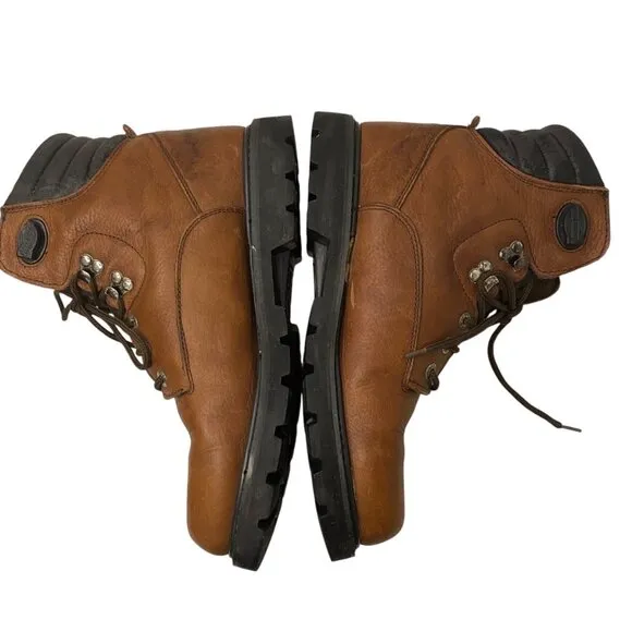 Vintage Dickies Men Brown Leather Work Boots Steel Toe Lace Up Oil Resistant 11W